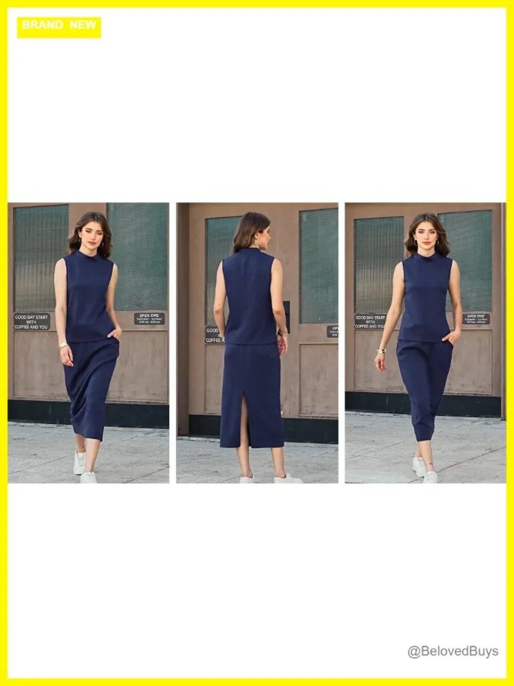 Women's 2 Piece Skirt Set Sleeveless Mock Neck Midi Skirt Lounge Travel Outfit